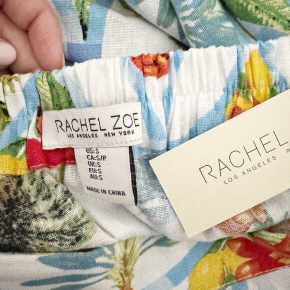 RACHEL ZOE Linen Tropical Print Tank Top Midi Skirt Set Small S - Picture 7 of 8